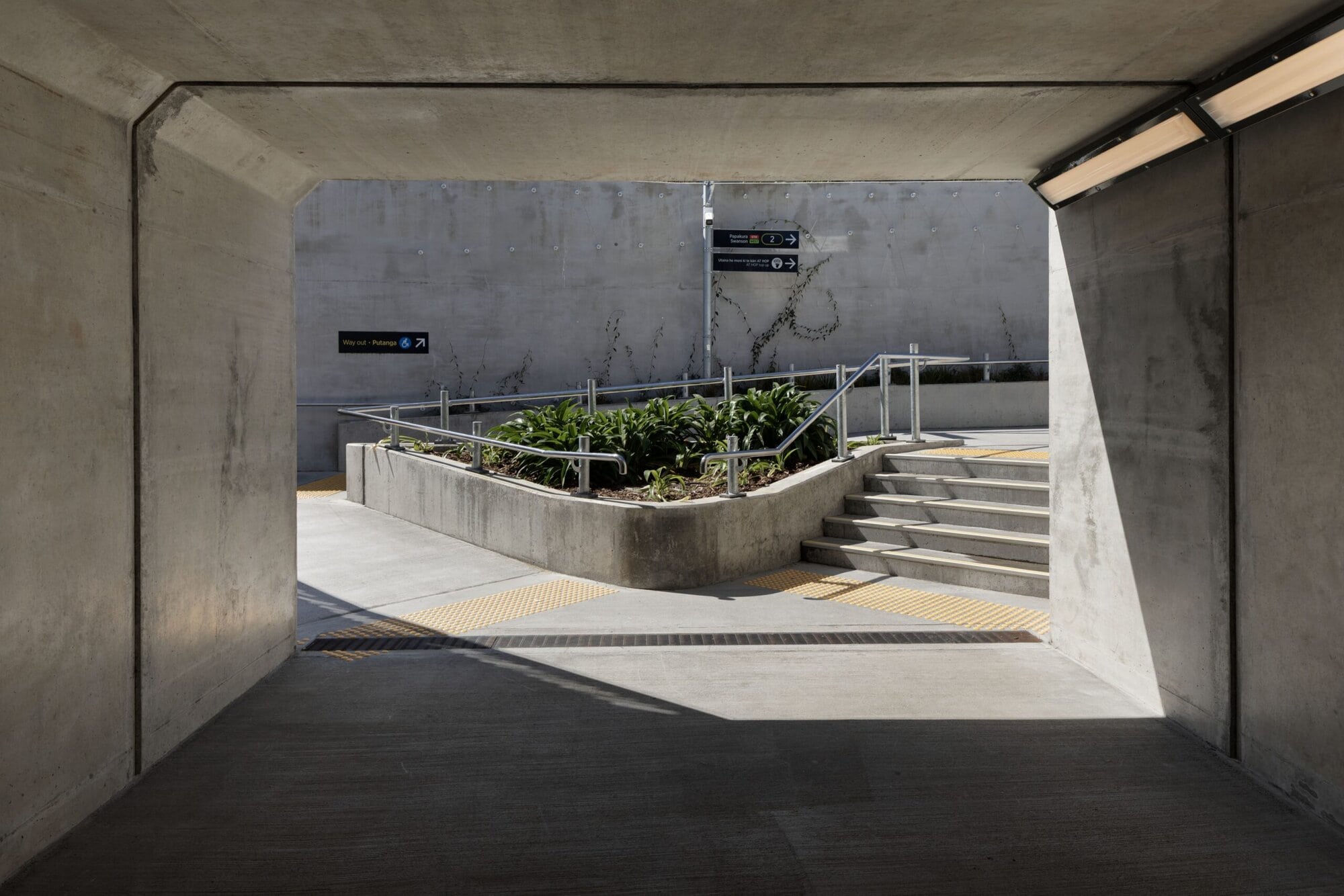 Exit from underpass, headed towards Parnell station building, Platform 2.