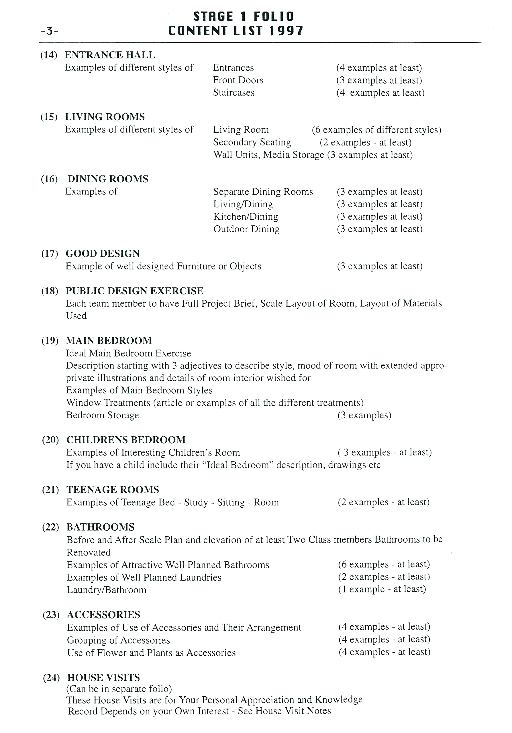 3 Stage 1 Folio Content List 1997-31