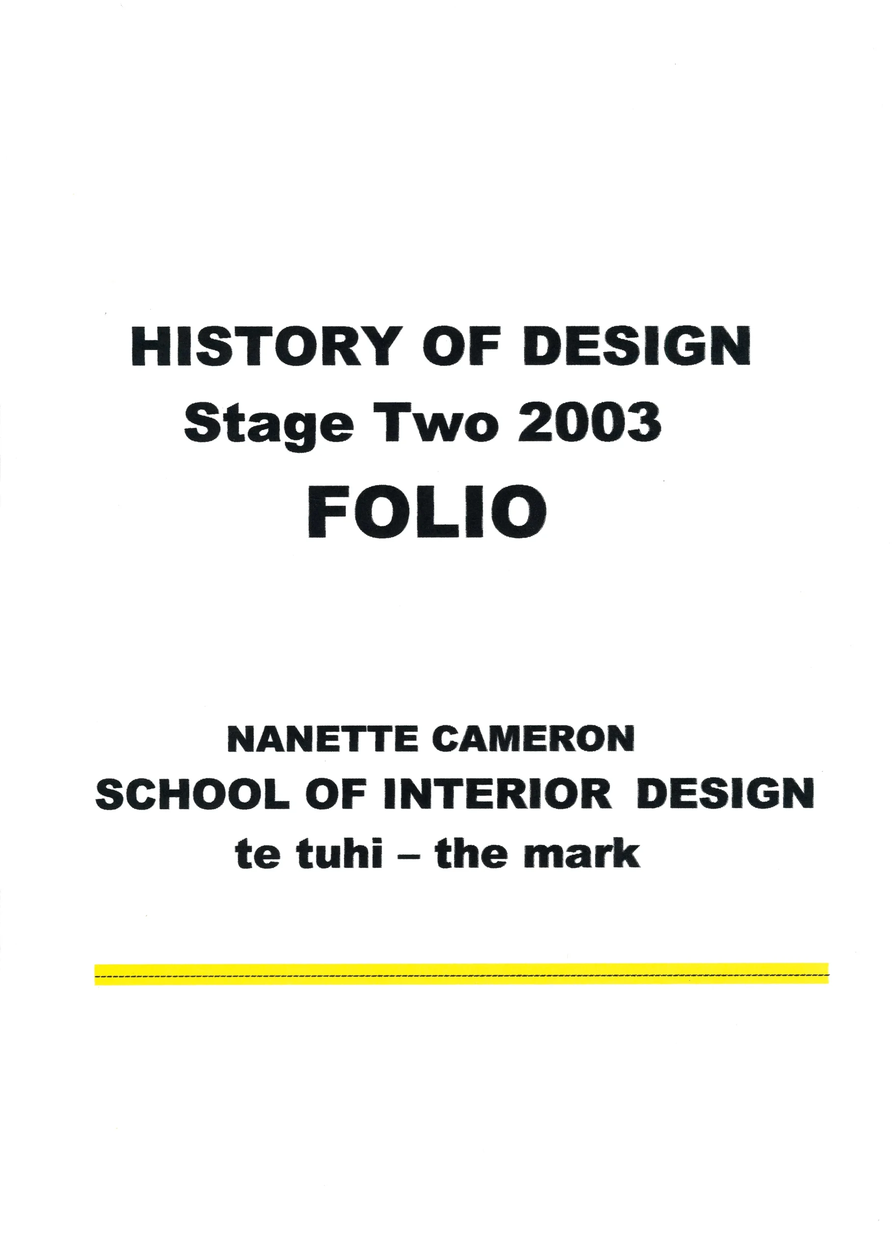 2 History of Design – Stage 2 Folio title page