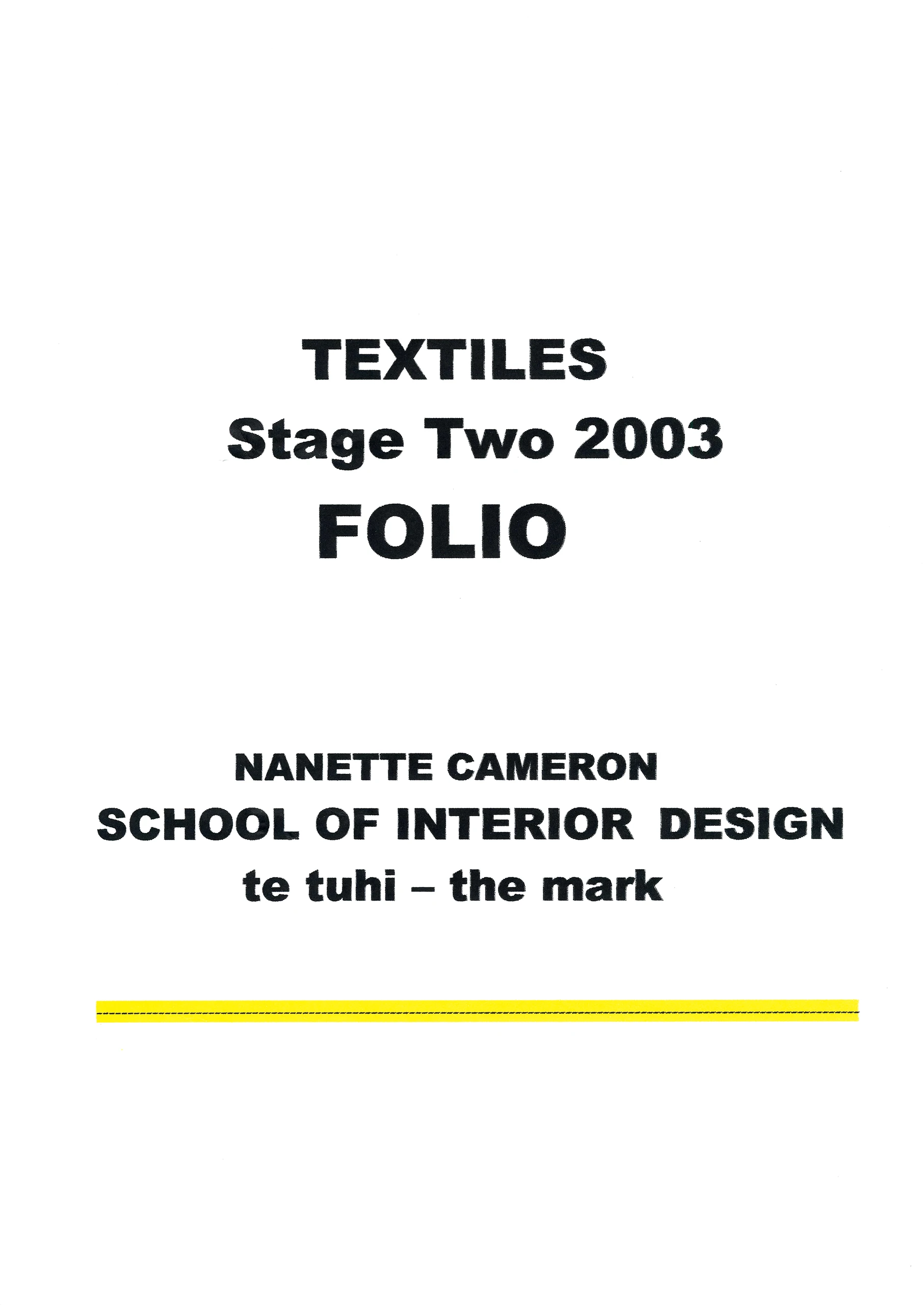 16 Textiles Stage Two 2003 Folio