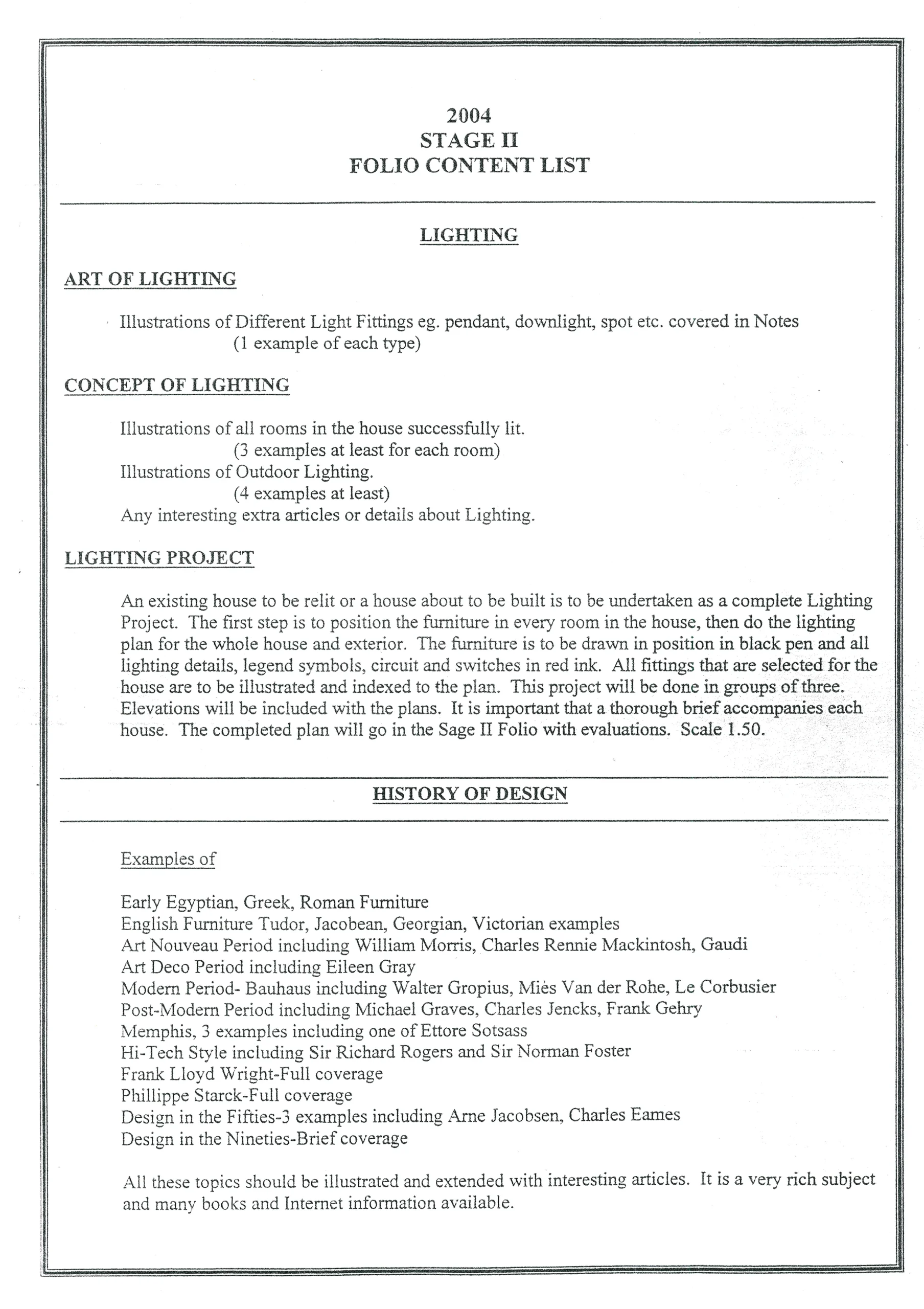 37 Stage 2 Folio Content List